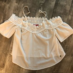 White GUESS crochet lace top